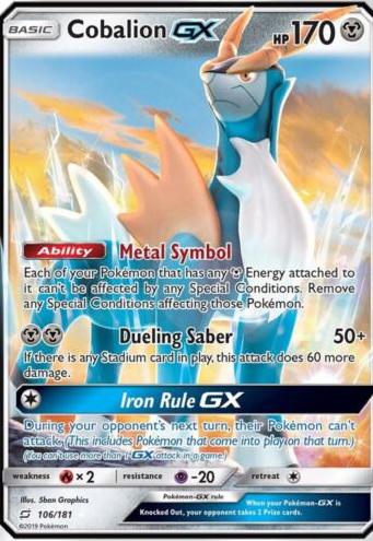 2019 Pokemon Sun & Moon Team Up Cobalion #106 PSA 9