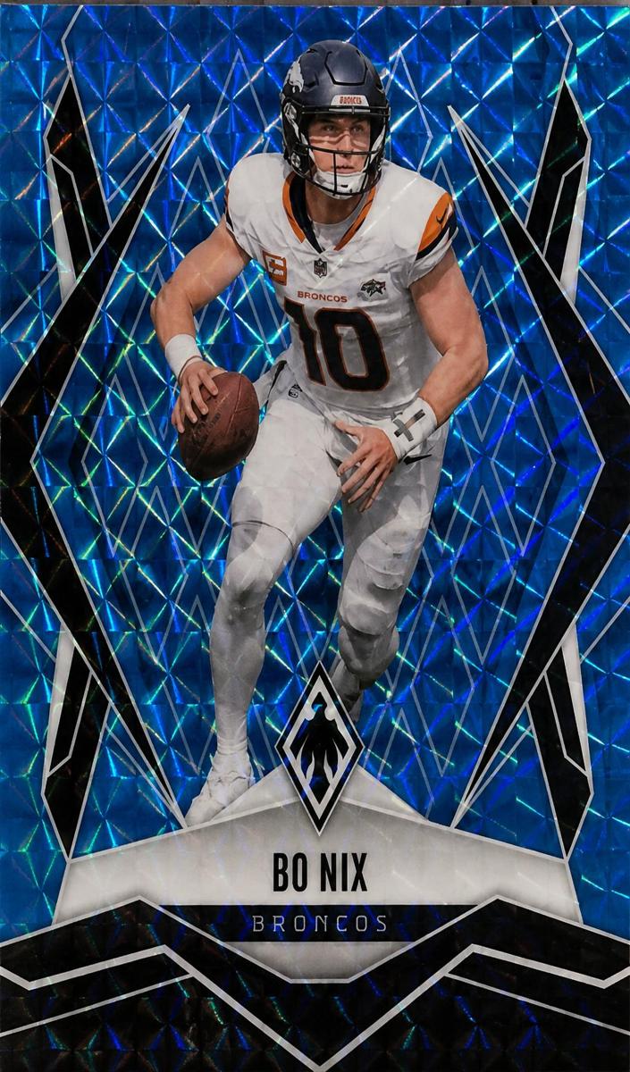 2025 Panini Phoenix Football Light Blue Pyramids Bo Nix #83