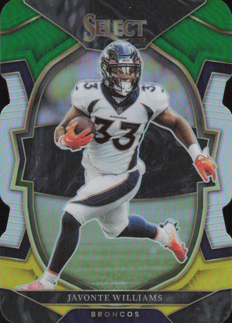 2022 Panini Select Football Green and Yellow Prizm Die-Cut Javonte Williams #24
