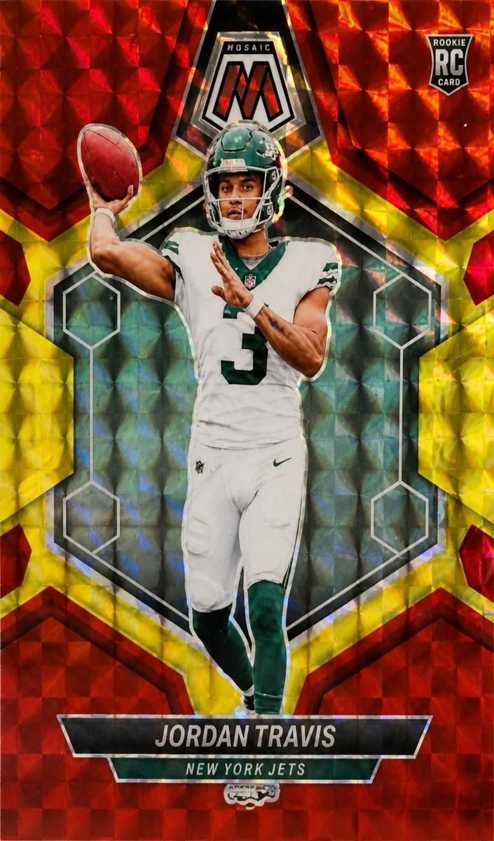 2024 Panini Mosaic Football Choice Fusion Red and Yellow Jordan Travis #395 PSA 9
