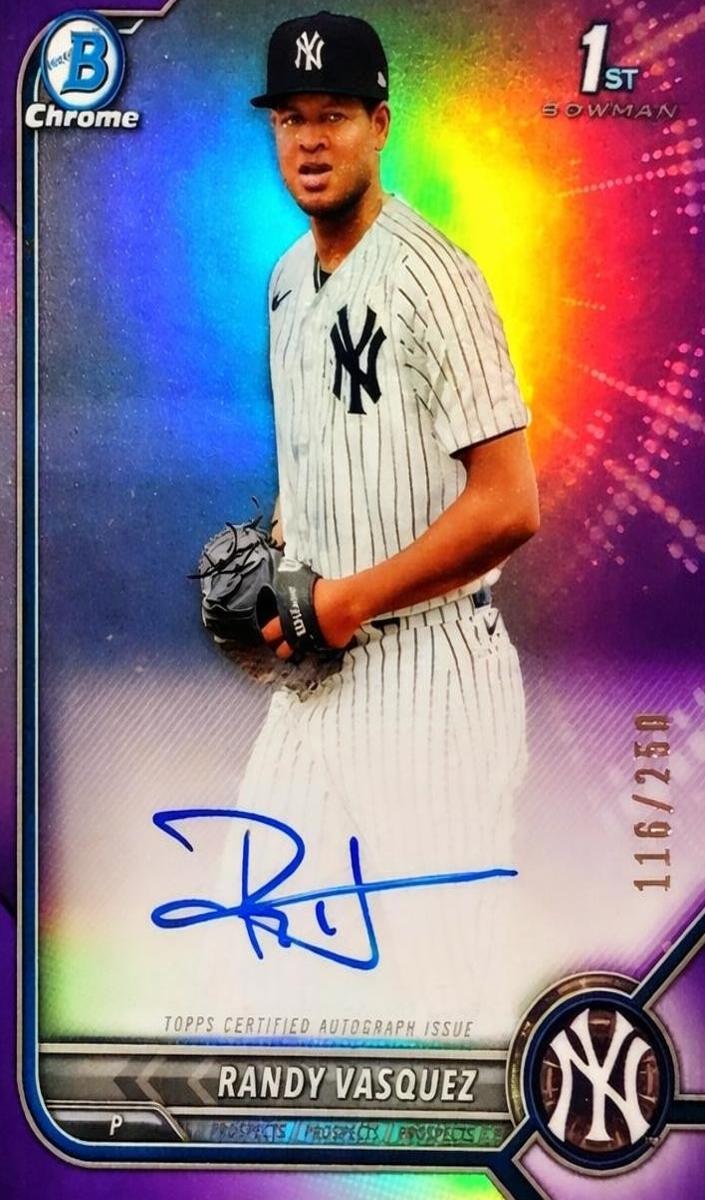 2022 Bowman Chrome Prospects Baseball Purple Randy Vasquez #78