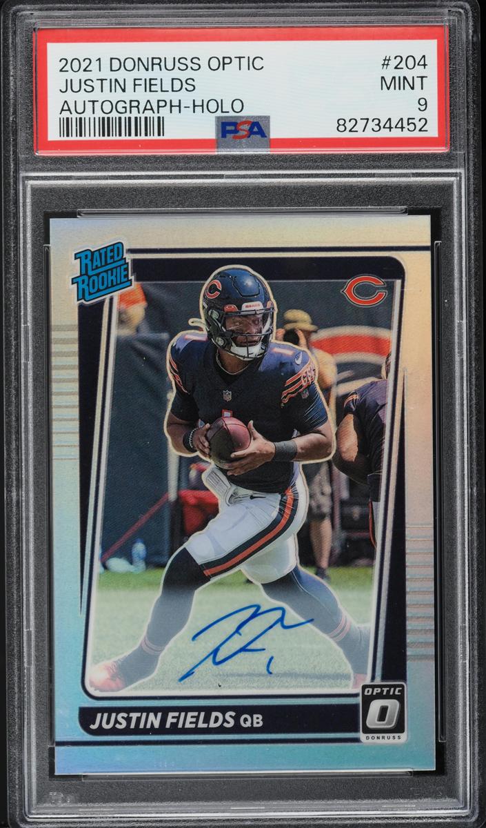 2021 Donruss Optic Football Holo Justin Fields #204 PSA 9