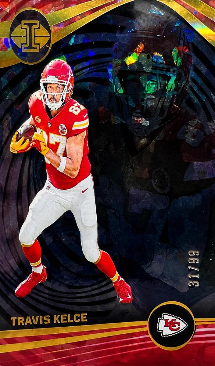 2023 Panini Illusions Football Trophy Collection Black Ice Travis Kelce #55 PSA 8