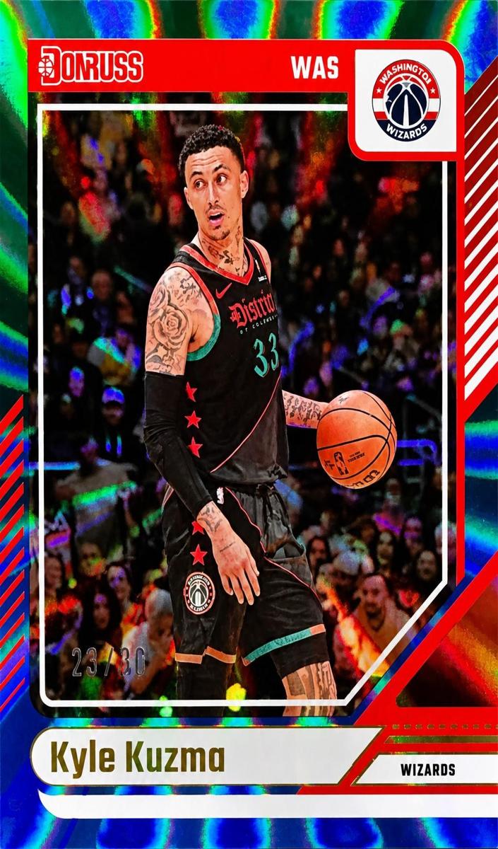 2024 Panini Donruss Basketball Holo Blue and Green Laser Kyle Kuzma #141