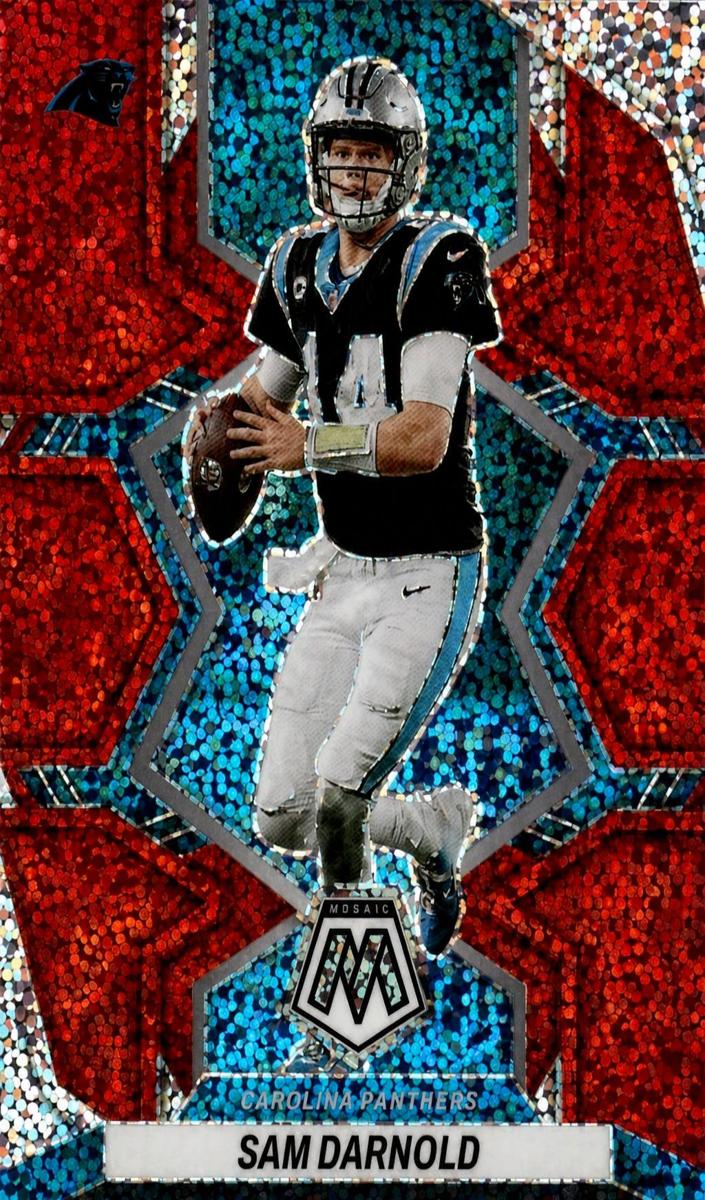 2022 Panini Mosaic Football Red Sparkle Sam Darnold #27