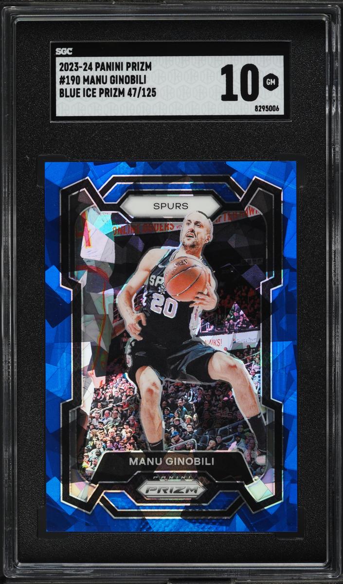 2023 Panini Prizm Basketball Blue Ice Manu Ginobili #190 SGC 9.5