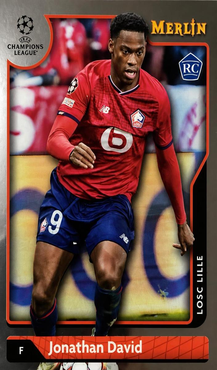 2021 Topps Merlin Chrome UEFA Champions League Soccer Jonathan David #99 PSA 9