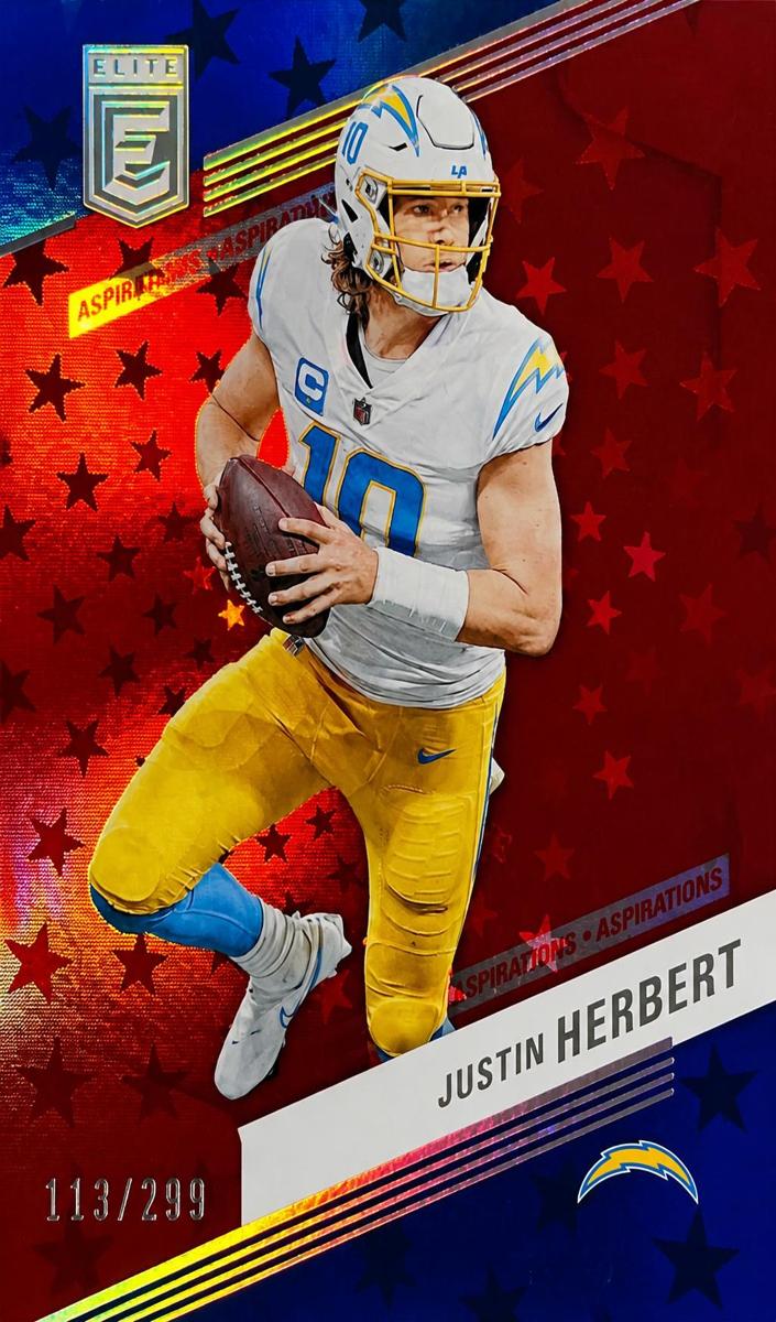 2023 Donruss Elite Football Aspirations Stars Justin Herbert #61 PSA 7.5