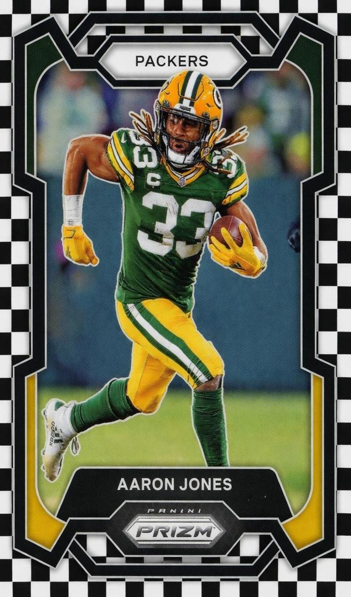 2023 Panini Prizm Football Black and White Checker Aaron Jones #105