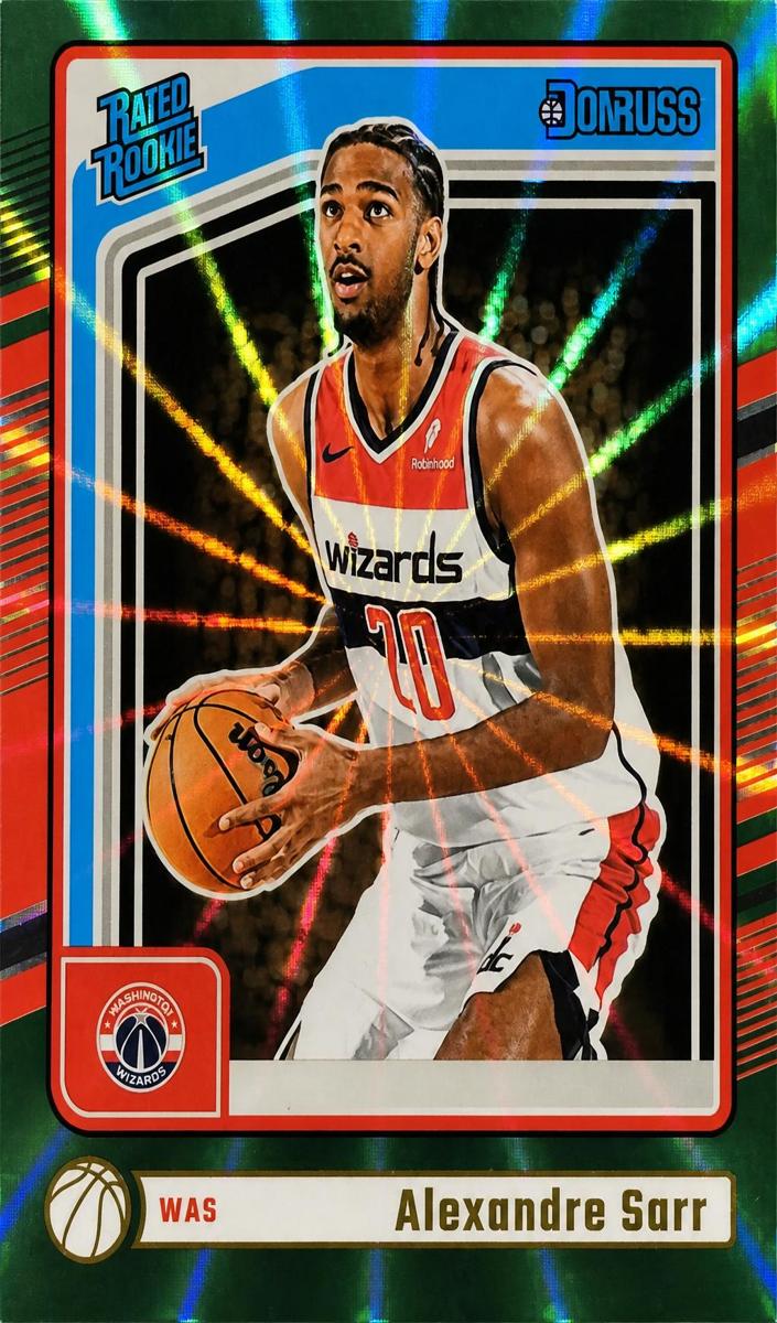 2024 Panini Donruss Basketball Holo Red and Green Laser Alexandre Sarr #215 PSA 9