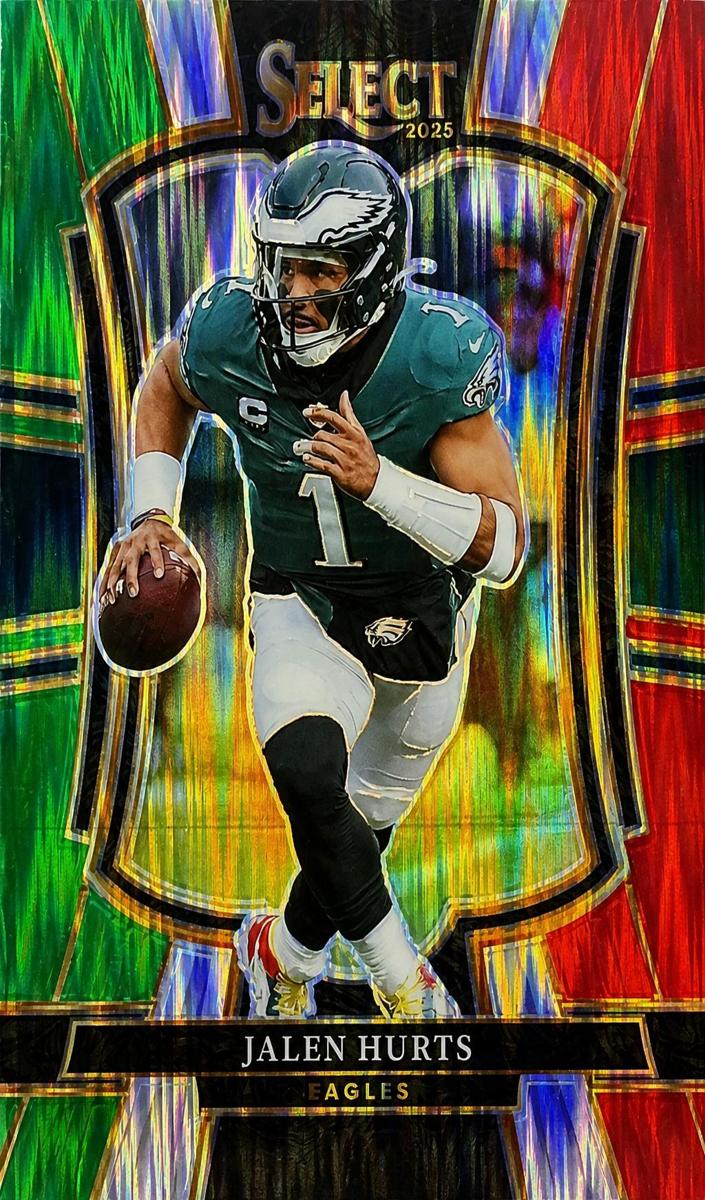 2025 Panini Select Football Green and Red Shock Jalen Hurts #190