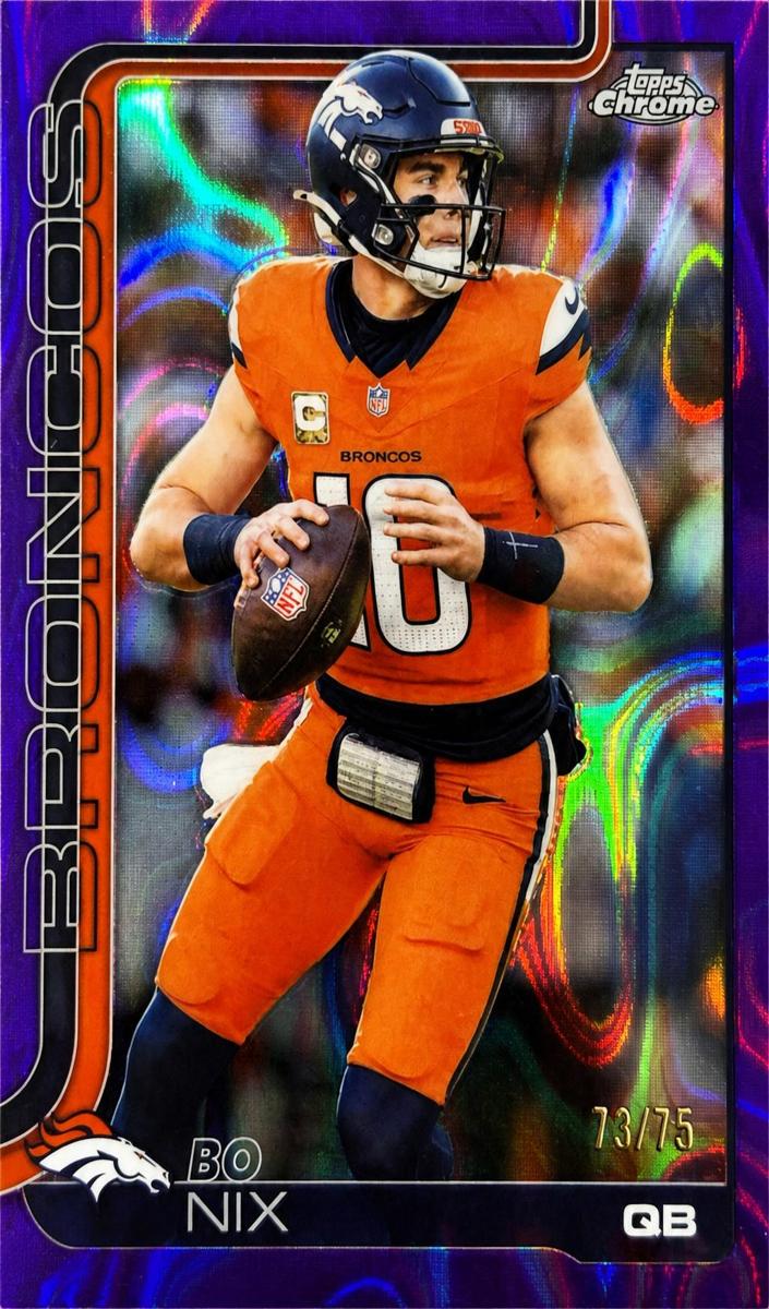 2025 Topps Chrome Football Purple Lava Refractor Bo Nix #88