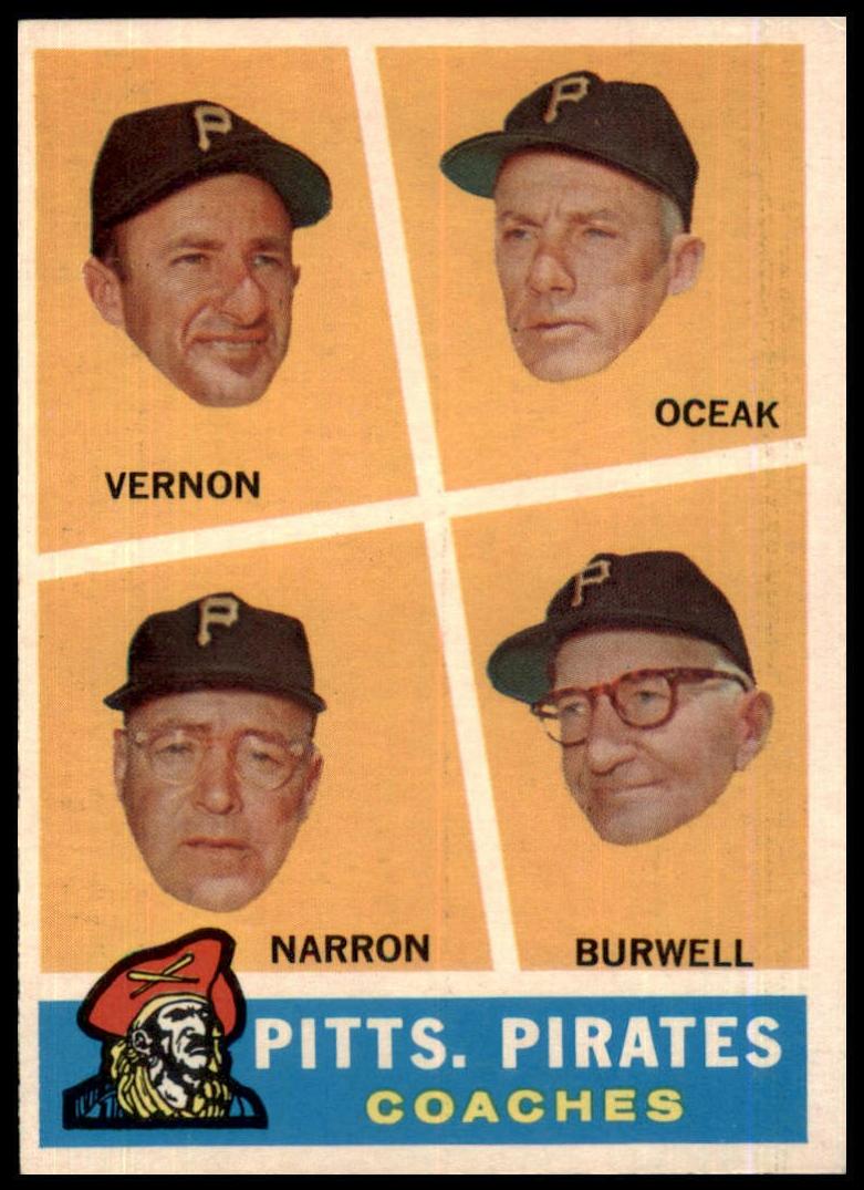 1960 Topps Baseball Pirates Coaches #467 PSA 8