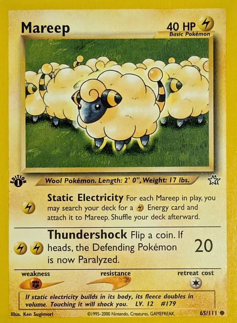 2000 Pokemon Neo Genesis 1st Edition Mareep #65 PSA 10