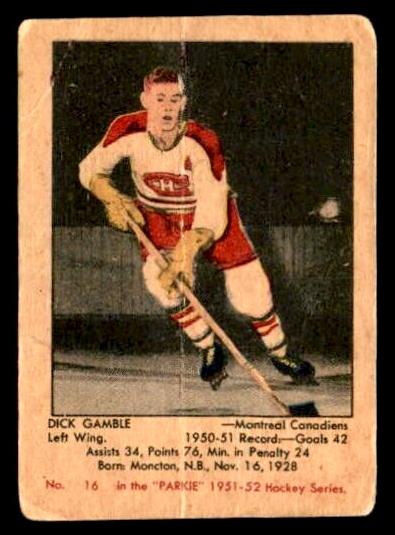1951 Parkhurst Hockey Dick Gamble #16