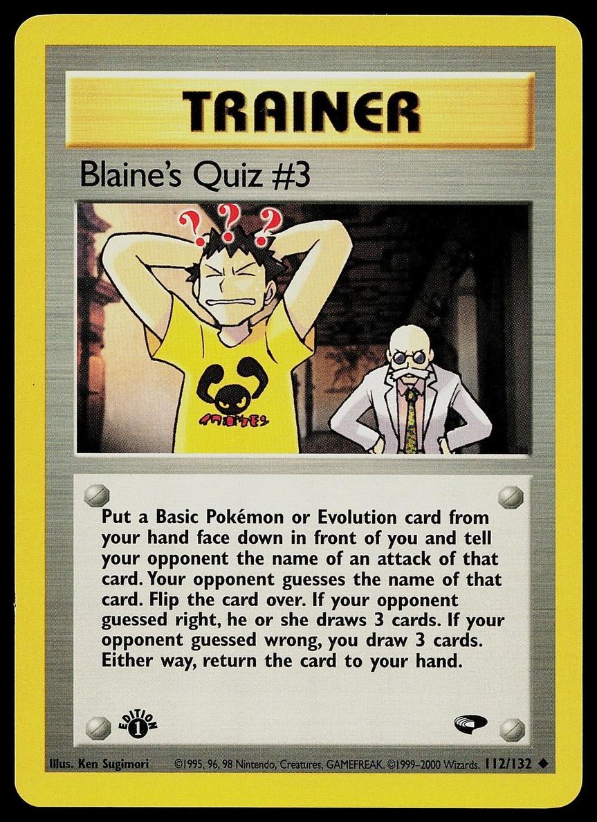 2000 Pokemon Gym Challenge 1st Edition Blaine's Quiz #3 #112 PSA 9
