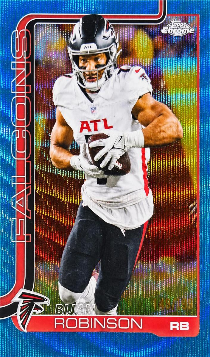 2025 Topps Chrome Football Aqua Wave Refractor Bijan Robinson #16