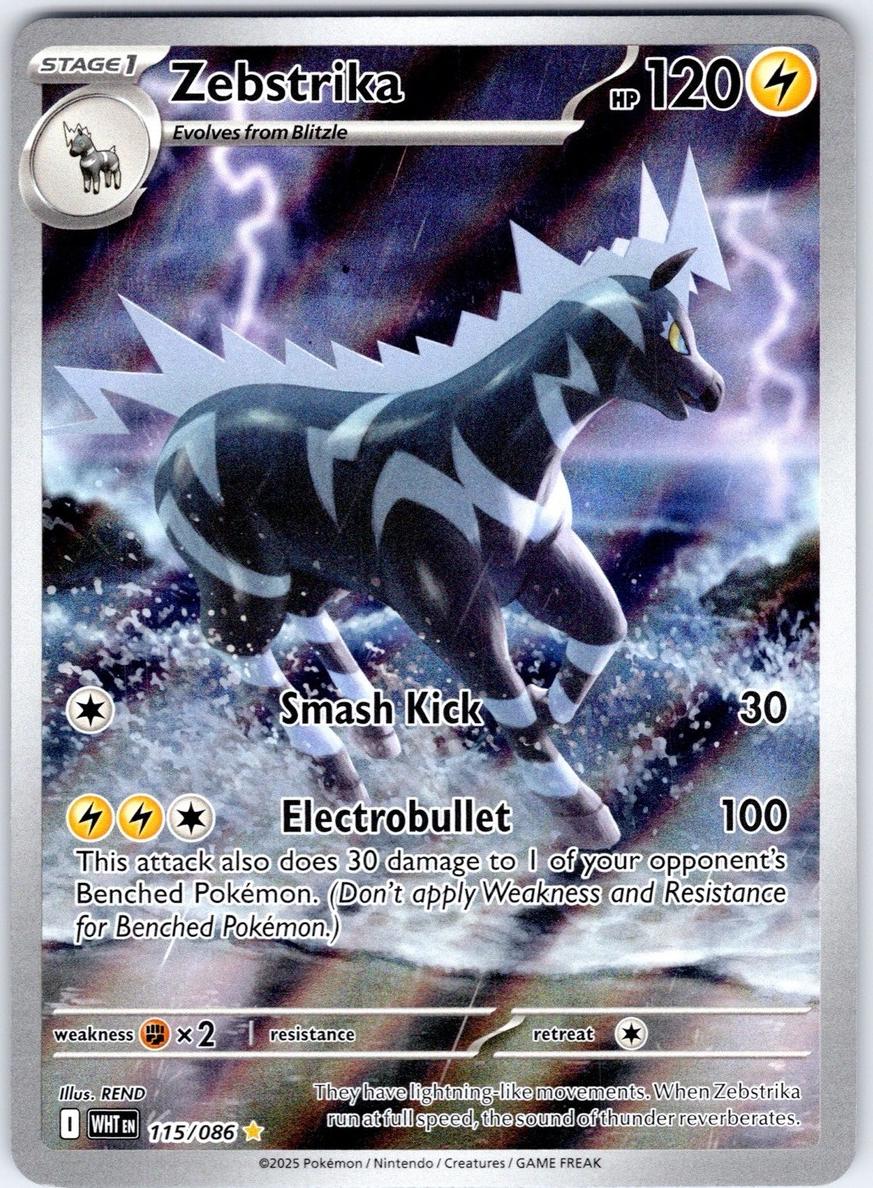 2025 Pokemon Scarlet & Violet White Flare Zebstrika #115