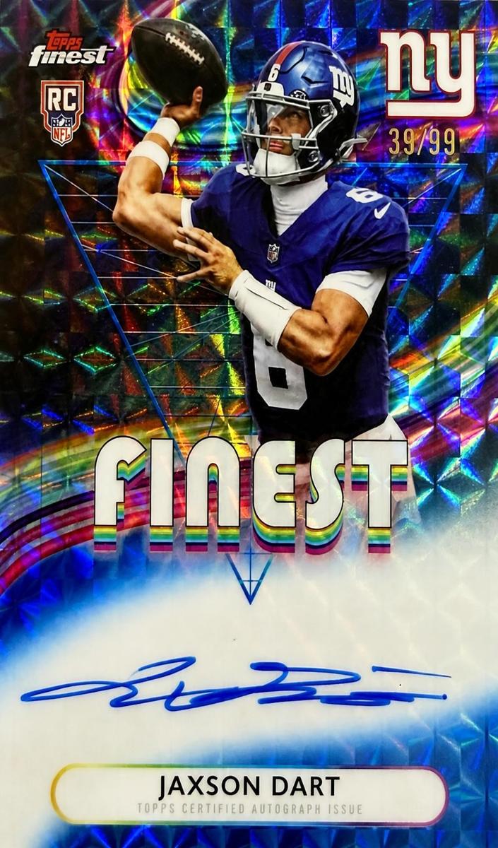 2025 Topps Finest Football Blue Geometric Jaxson Dart #RFA-JD