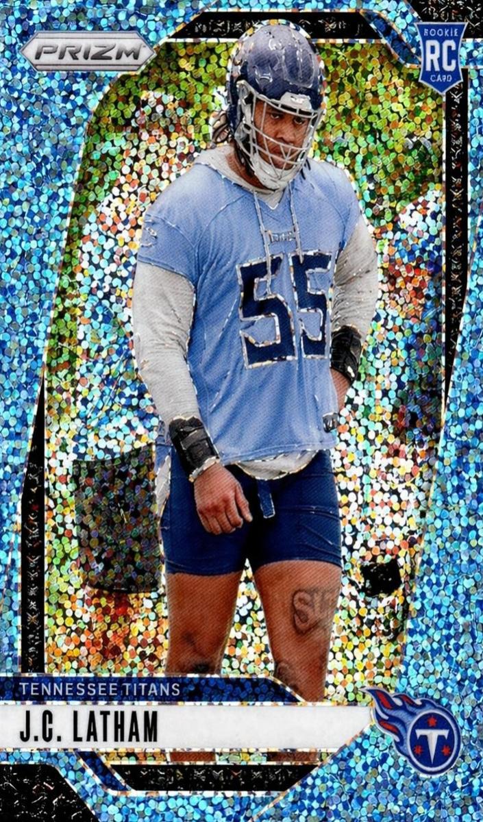 2024 Panini Prizm Football Blue Sparkle J.C. Latham #334