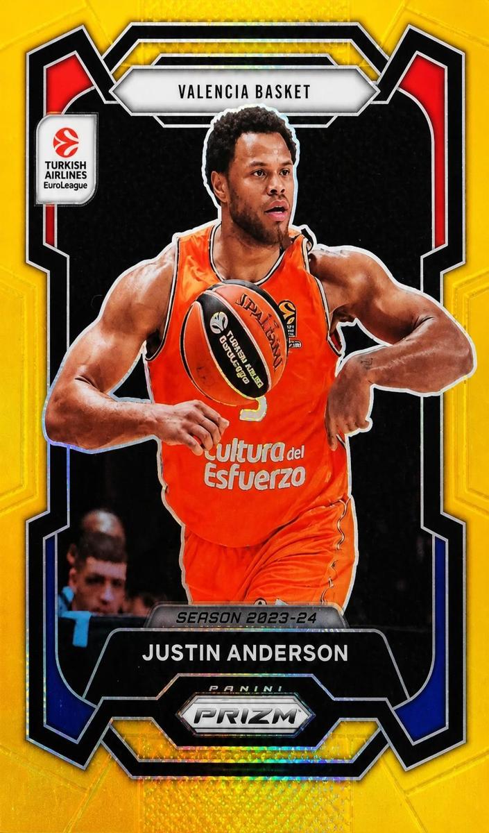 2023 Panini Prizm Turkish Airlines EuroLeague Basketball Gold Justin Anderson #56