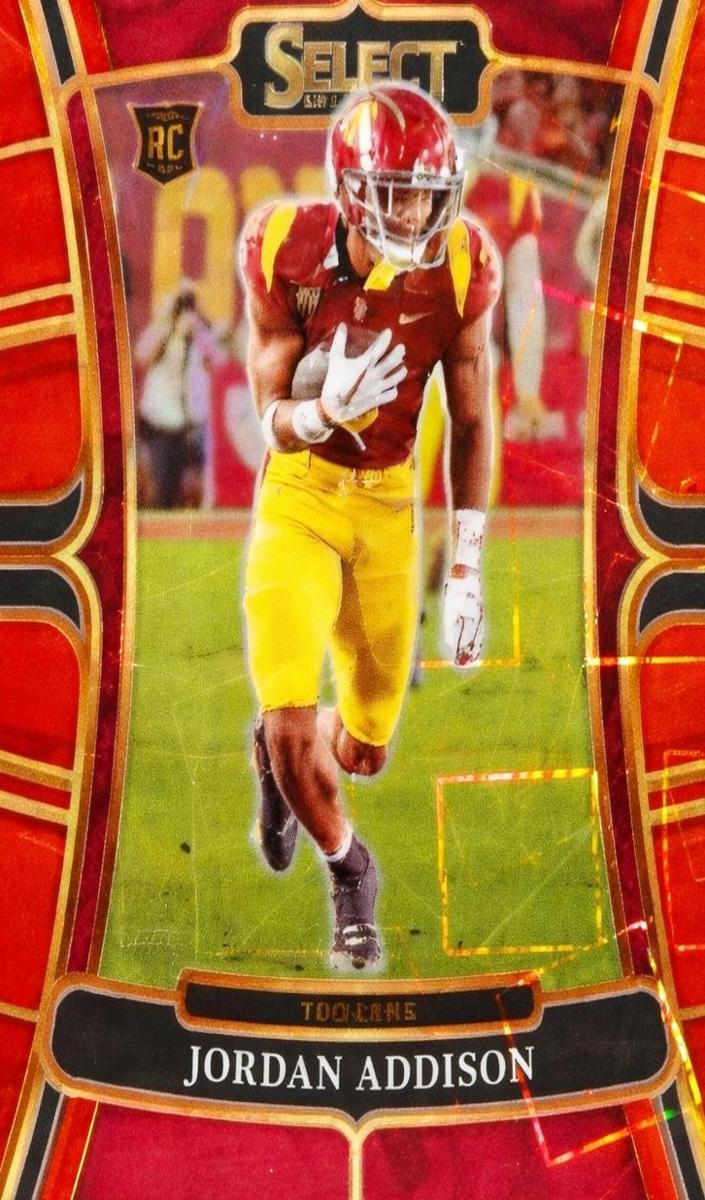 2023 Panini Select Draft Picks Football Red Lazer Jordan Addison #6
