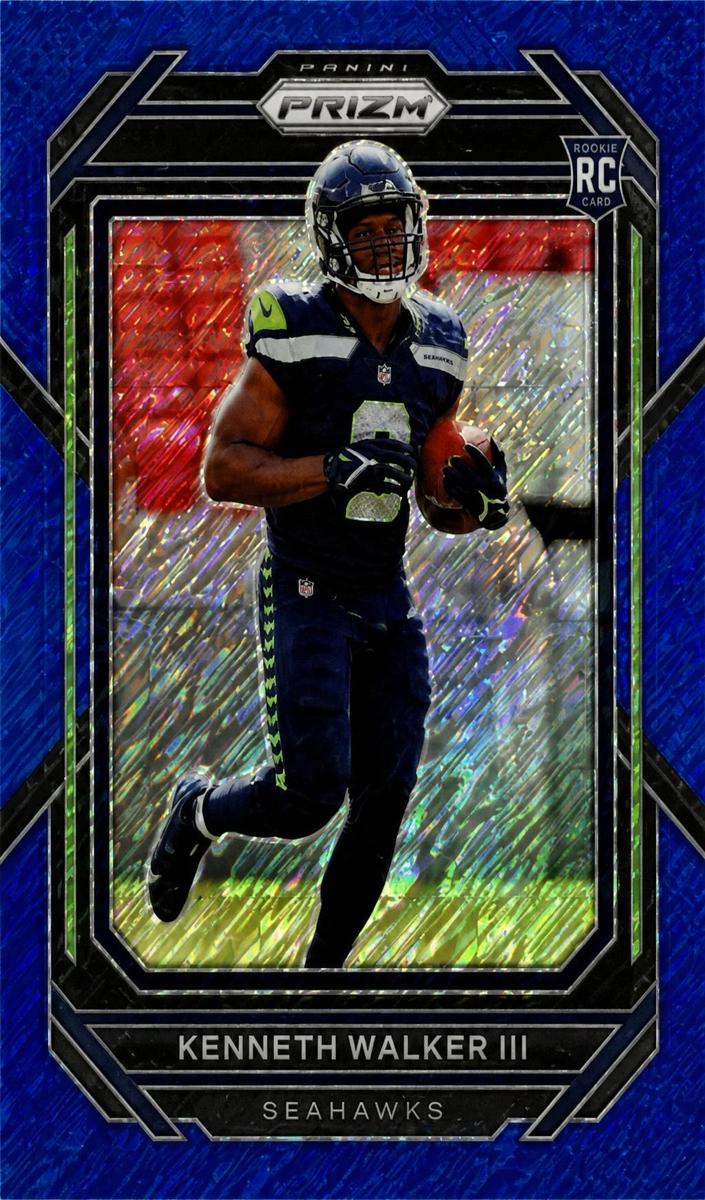 2022 Panini Prizm Football Blue Shimmer Kenneth Walker III #318 PSA 10