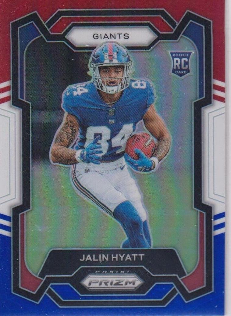 2023 Panini Prizm Football Red White Blue Jalin Hyatt #378 PSA 10