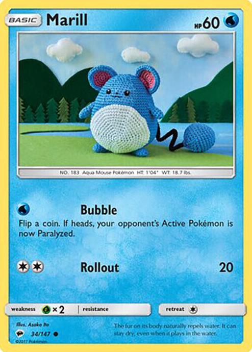 2017 Pokemon Sun & Moon Burning Shadows Marill #34