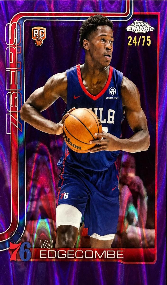 2025 Topps Chrome Basketball RayWave Purple Refractor VJ Edgecombe #253