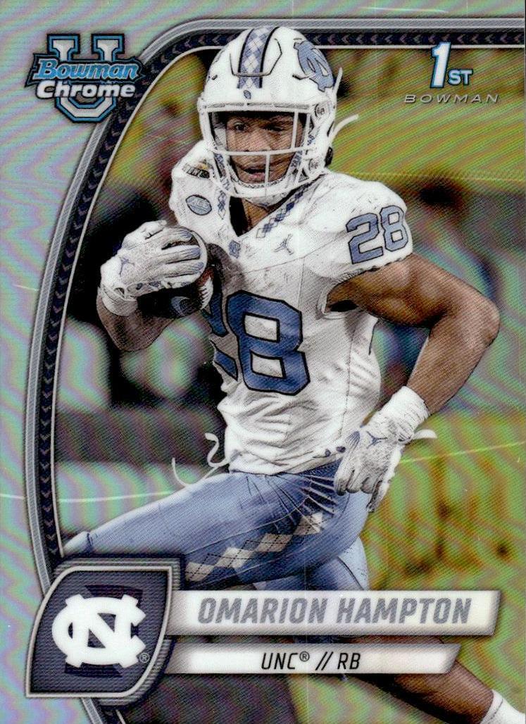 2024 Bowman Chrome University Football Refractor Omarion Hampton #198 PSA 10