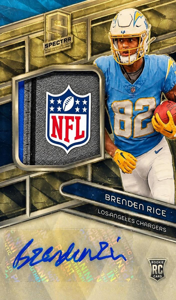 2024 Panini Spectra Football Gold Laundry Tags NFL Shield Brenden Rice #234