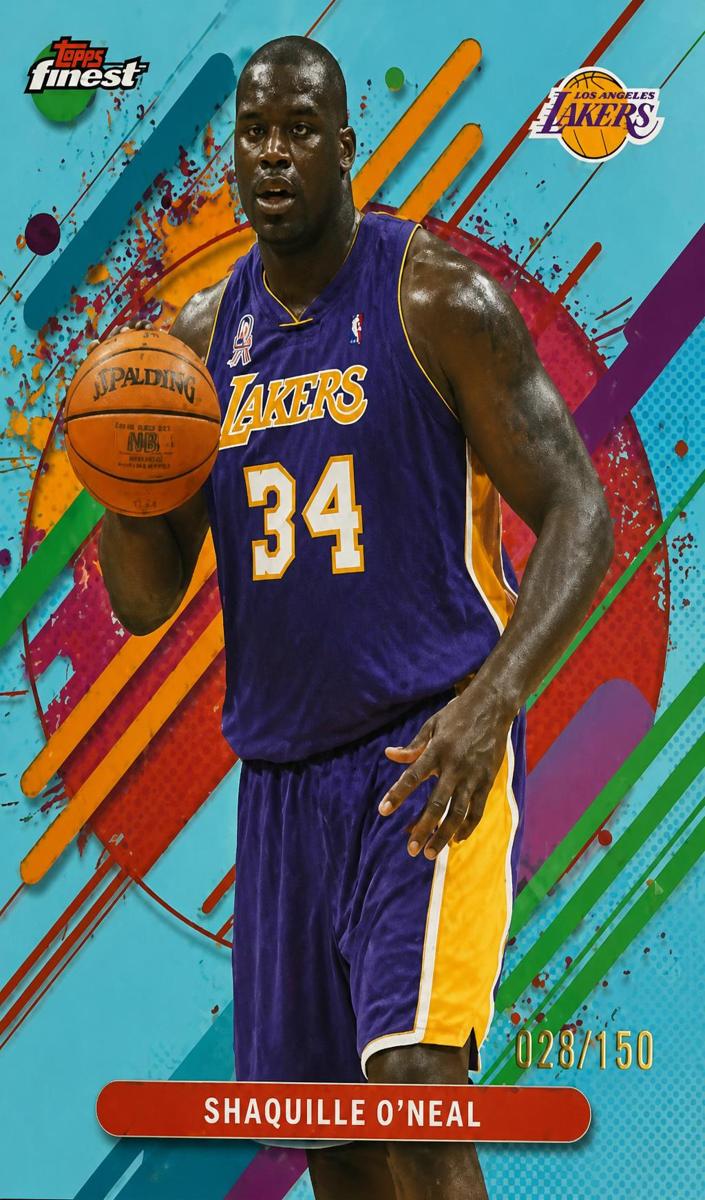 2025 Topps Finest Basketball Sky Blue Refractor Shaquille O'Neal #294
