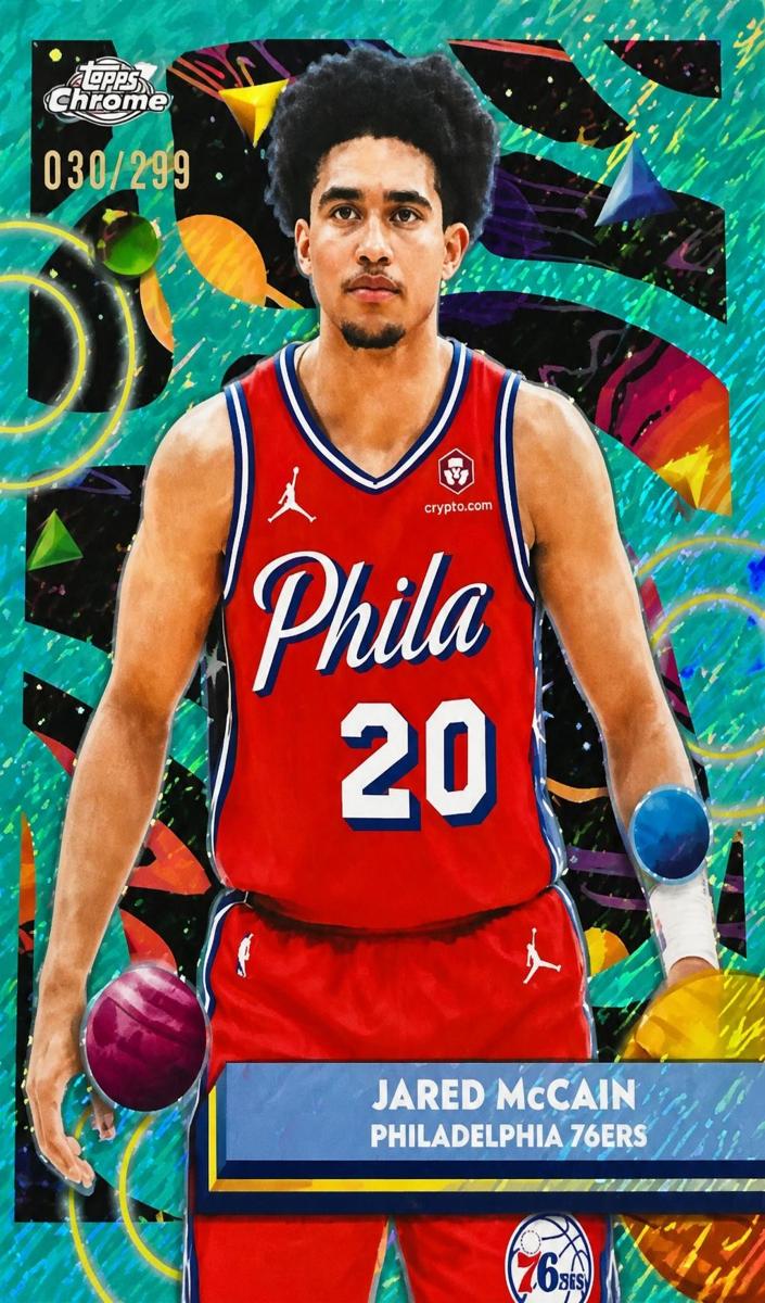 2025 Topps Cosmic Chrome Basketball Aqua Equinox Refractor Jared McCain #85