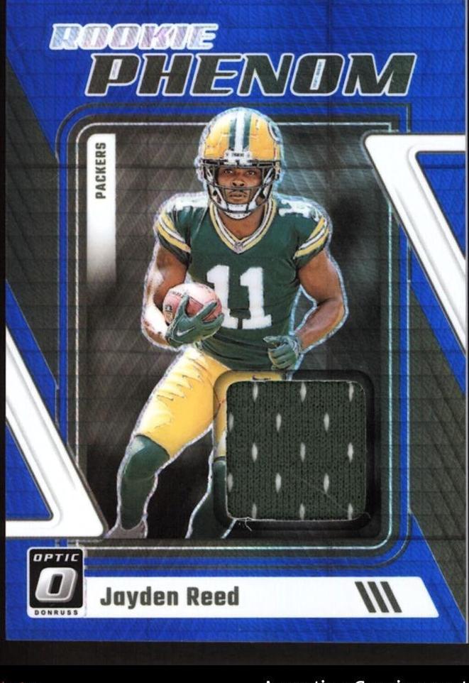 2023 Donruss Optic Football Blue Hyper Jayden Reed #RP-JR PSA 9