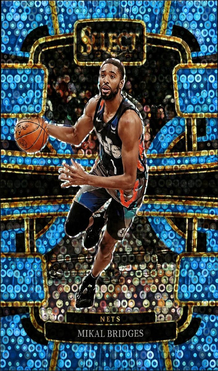 2023 Panini Select Basketball Disco Light Blue Mikal Bridges #34