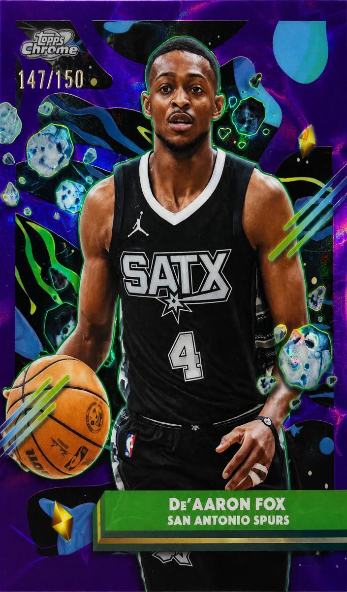 2025 Topps Cosmic Chrome Basketball Purple Nebula Refractor De'Aaron Fox #123