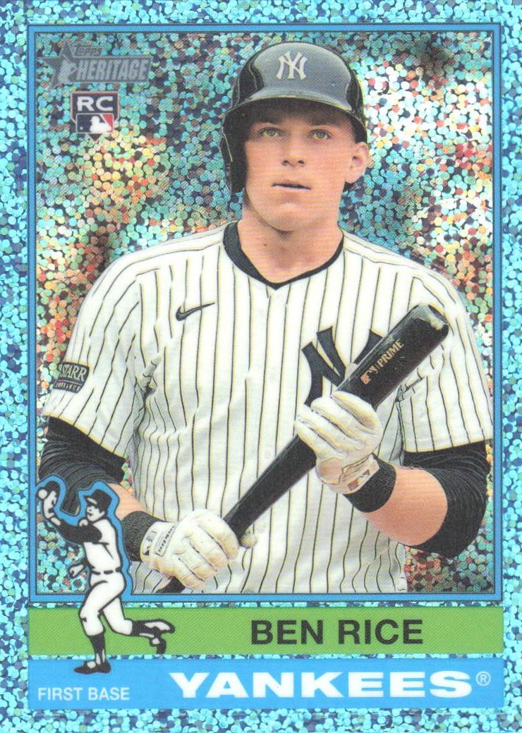 2025 Topps Heritage Baseball Light Blue Sparkle Refractor Ben Rice #406 PSA 9