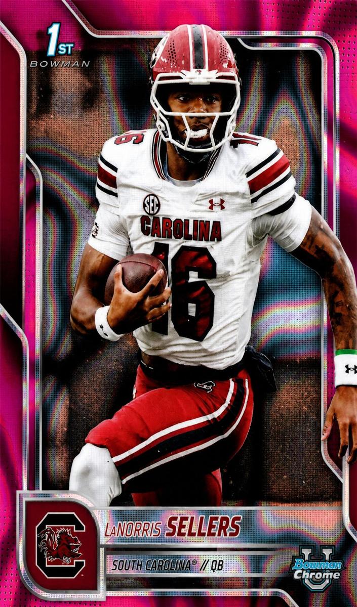 2025 Bowman Chrome University Football Pink Lava Refractor LaNorris Sellers #168