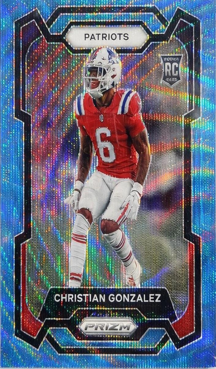 2023 Panini Prizm Football Blue Wave Christian Gonzalez #369 PSA 10