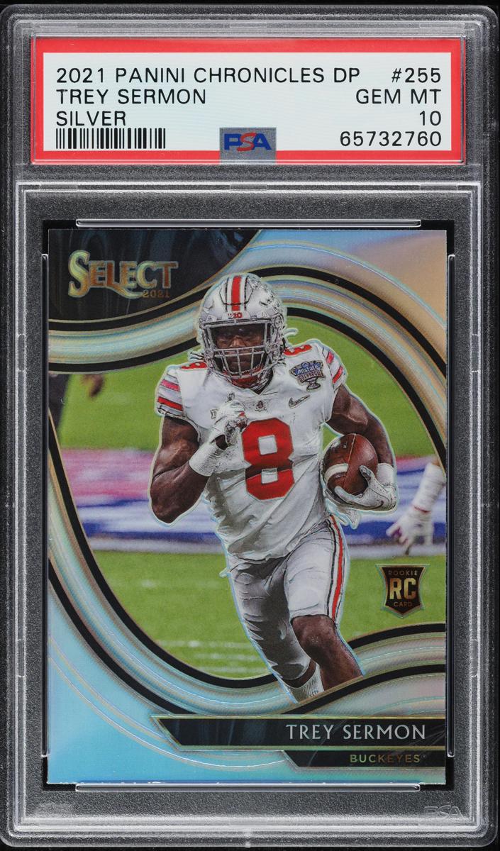 2021 Panini Chronicles Draft Picks Football Silver Trey Sermon #255 PSA 10