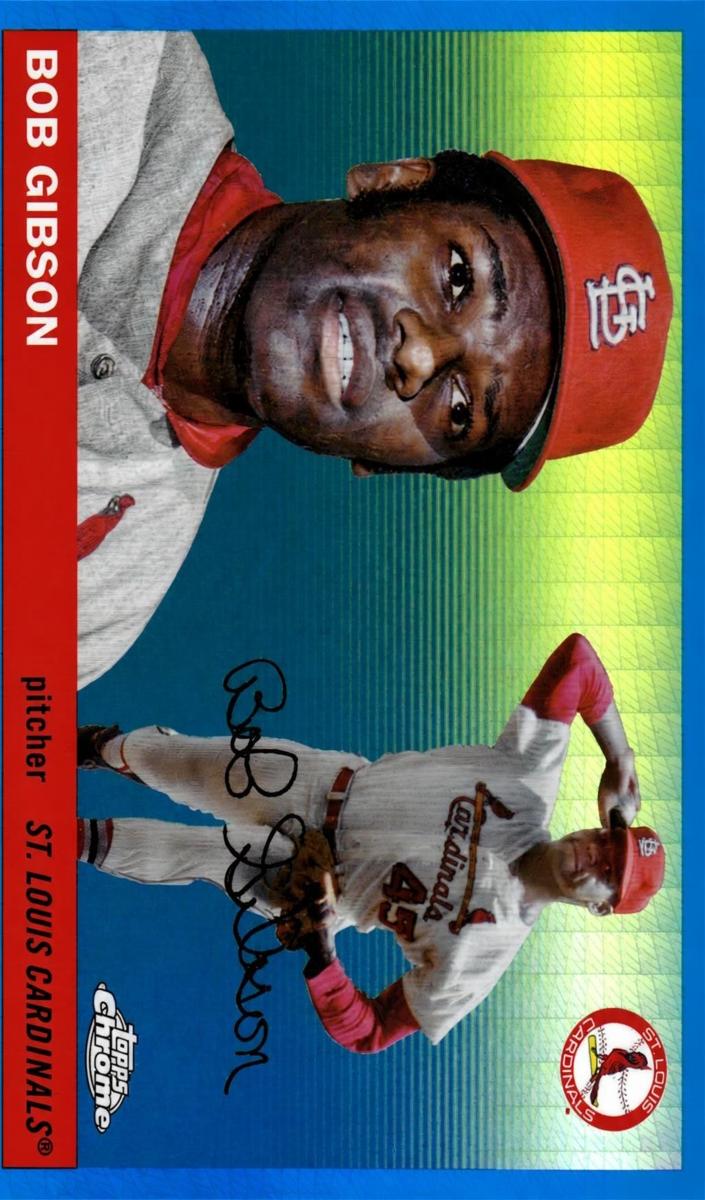 2025 Topps Chrome Platinum Baseball Blue Prism Refractor Bob Gibson #408