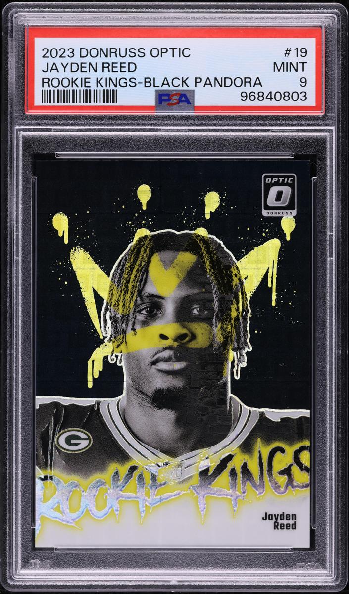 2023 Donruss Optic Football Black Pandora Jayden Reed #19 PSA 9