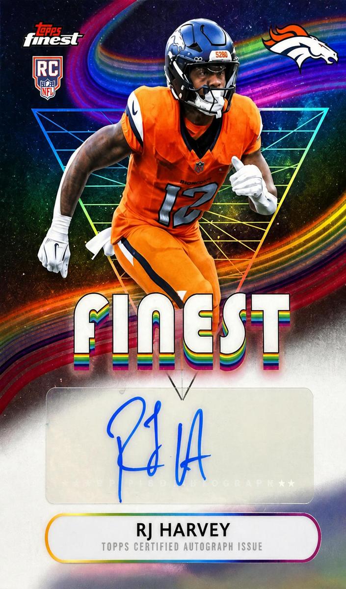 2025 Topps Finest Football Refractor RJ Harvey #RFA-RJH PSA 10