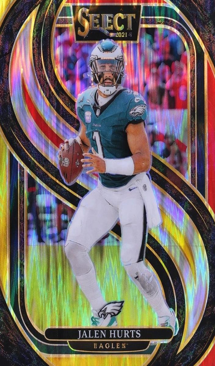 2024 Panini Select Football Red and Yellow Shock Jalen Hurts #165