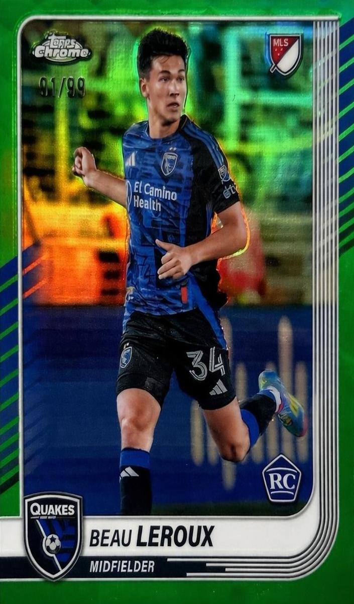 2025 Topps Chrome MLS Soccer Green Refractor Beau Leroux #120