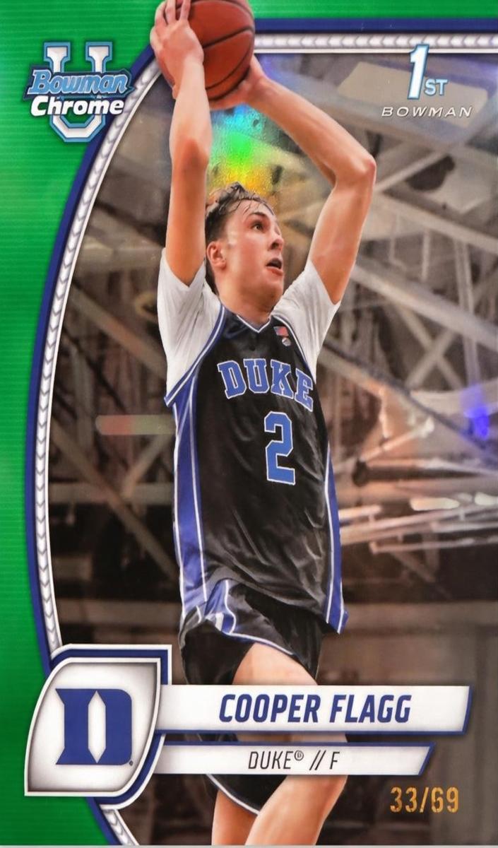 2024 Bowman Chrome University Basketball Green Refractor Cooper Flagg #16 PSA 9