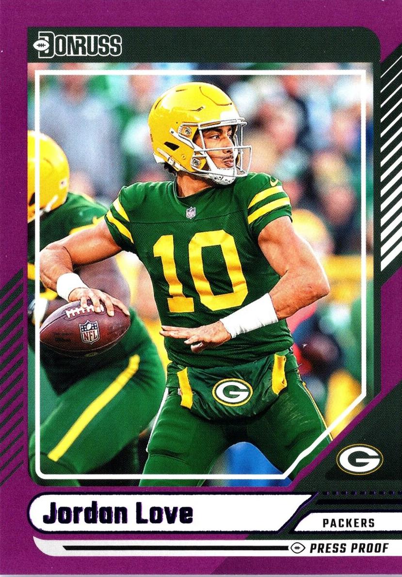 2024 Panini Donruss Football Press Proof Purple Jordan Love #230