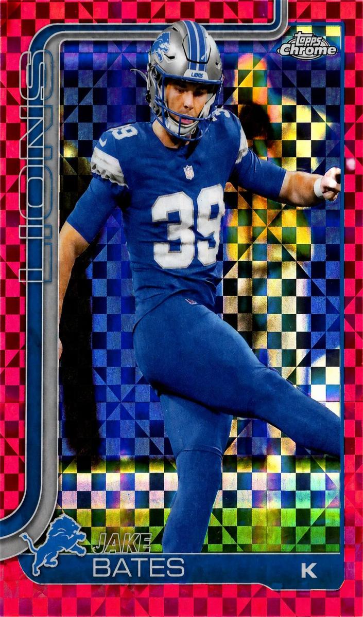 2025 Topps Chrome Football Hot Pink X-Fractor Jake Bates #105