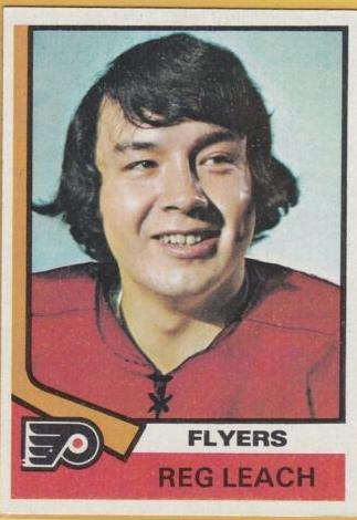 1974 Topps Hockey Reg Leach #95 PSA 8